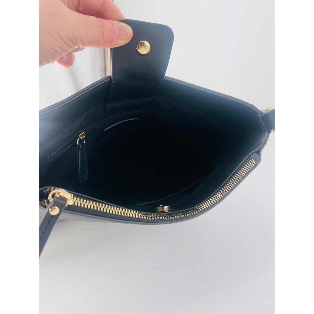 Nanette Lepore Navy Blue Monogram Crossbody Bag Stripe Zip Top Shoulder Purse - Picture 6 of 6